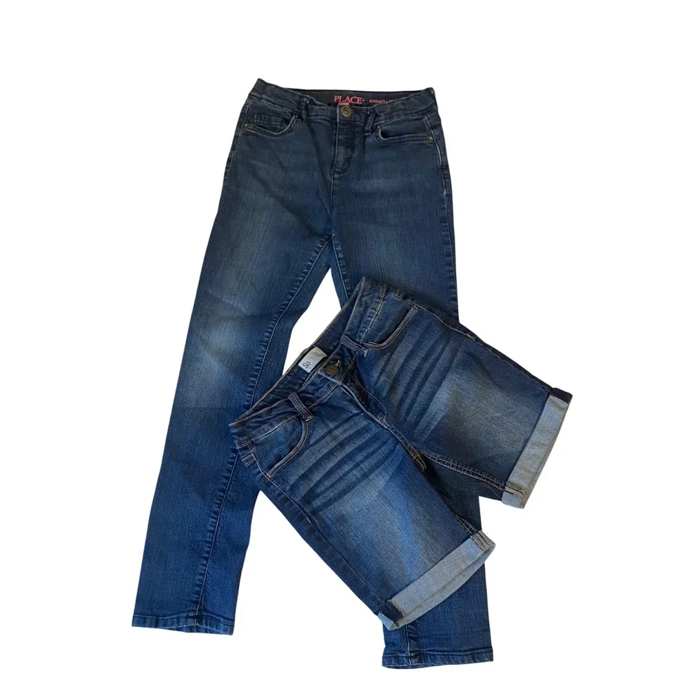 So & The Children's Place Denim Bundle Girls 12 Blue Shorts Jeans Skinny Stretch
